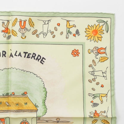 Hermes Petit Carré 45 Silk Homecoming Gavroche Scarf Greenish Multicolor