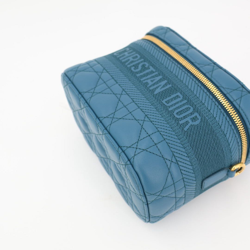 Christian DIOR Travel Canage Stitch Leather Small Vanity Shoulder Bag