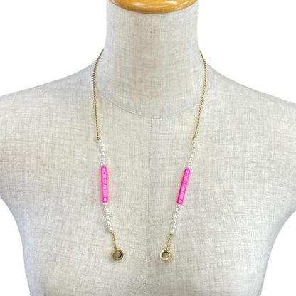 Christian DIOR Airpods Holder Necklace Airpods Holder Chain Logo Faux Pearl GP