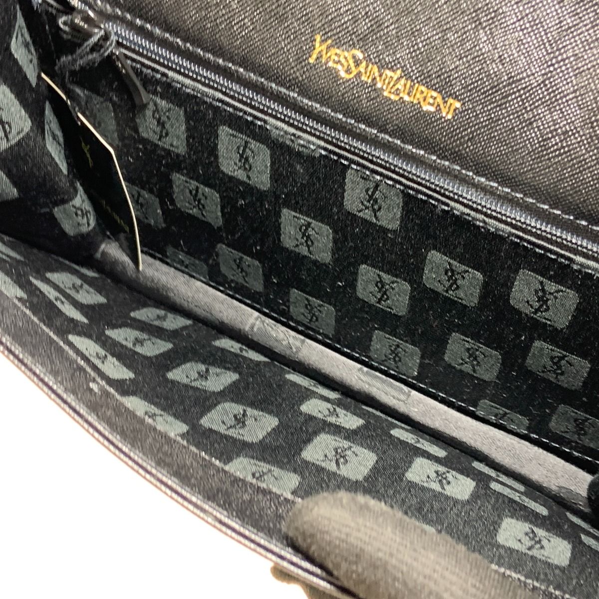Yves Saint Laurent Logo Vintage Clutch Bag Black