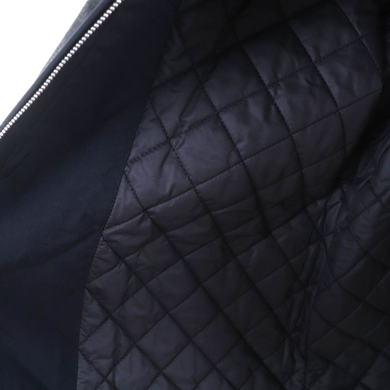 Hermes 22AW 2h0106dg Cashmere Blend Serie Button Zip Up Quilted Coat Dark Navy