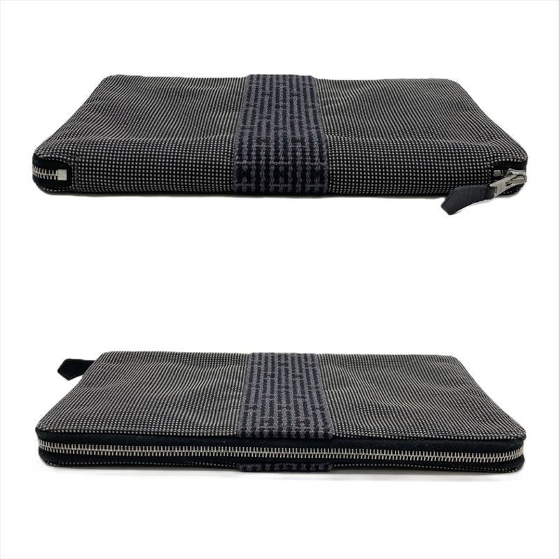 Hermes Perth GM Her Line Round Zipper Gray Silver Hardware Unisex