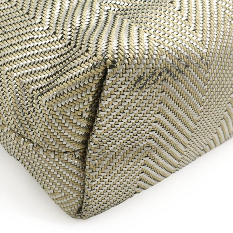 Hermes Hippo Chennai MM Tote Bag Shoulder Bag Braided Leather Beige Silver