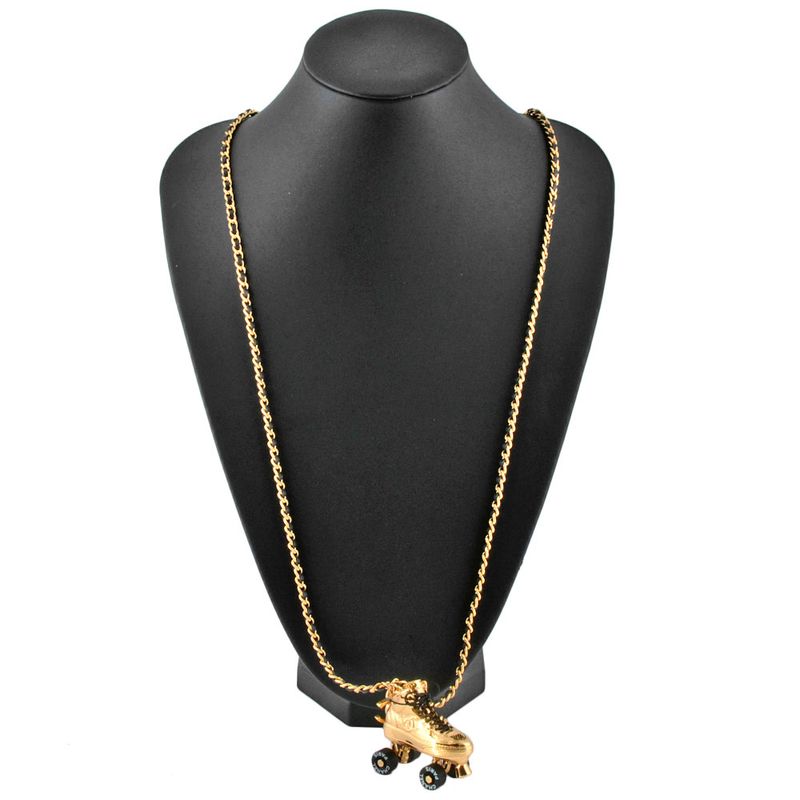 Chanel Roller Skate Chain Necklace Metal G Gold Long 24SS Ladies