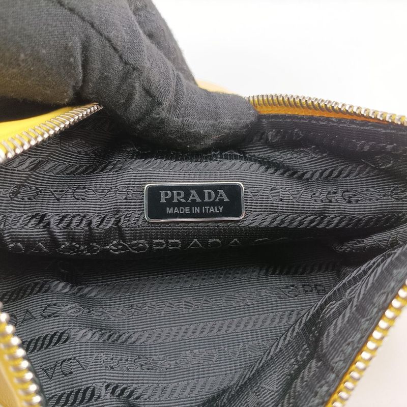 Prada Triangle Embossed Logo Yellow Leather 1bh1907/d