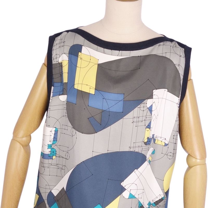 Hermes Dress Tunic Sleeveless Silk Cut