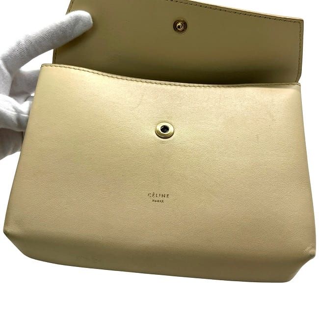 Celine Pouch Beige Excellent Condition Small Bag Leather Preowned Celine Hook