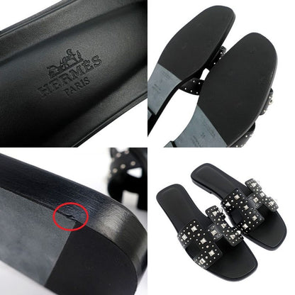Hermes Oran Studded Sandals Size 38 Black Women's Apparel Women's Shoes