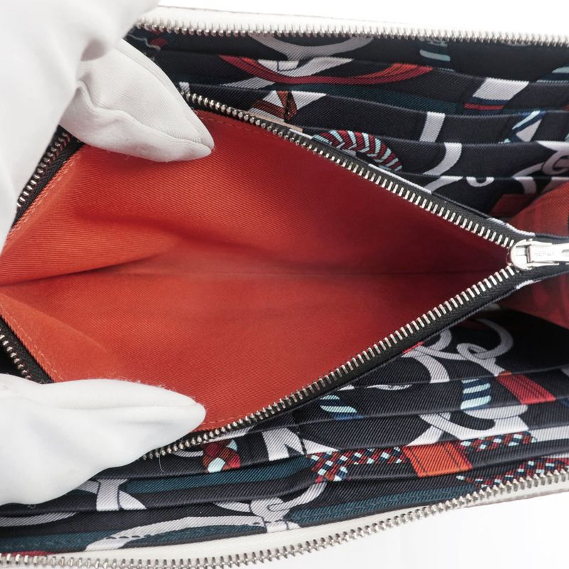 Hermes Azap Long Silk-in Epson Cles Silver-hardware D Engraved Ivory-lea