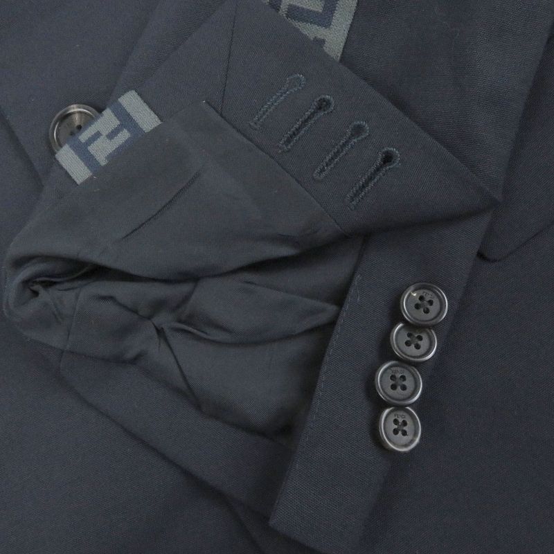 Fendi 2020 Fj0567 FF Logo Zucca Sideline Narrow Lapel Single Tailored Jacket