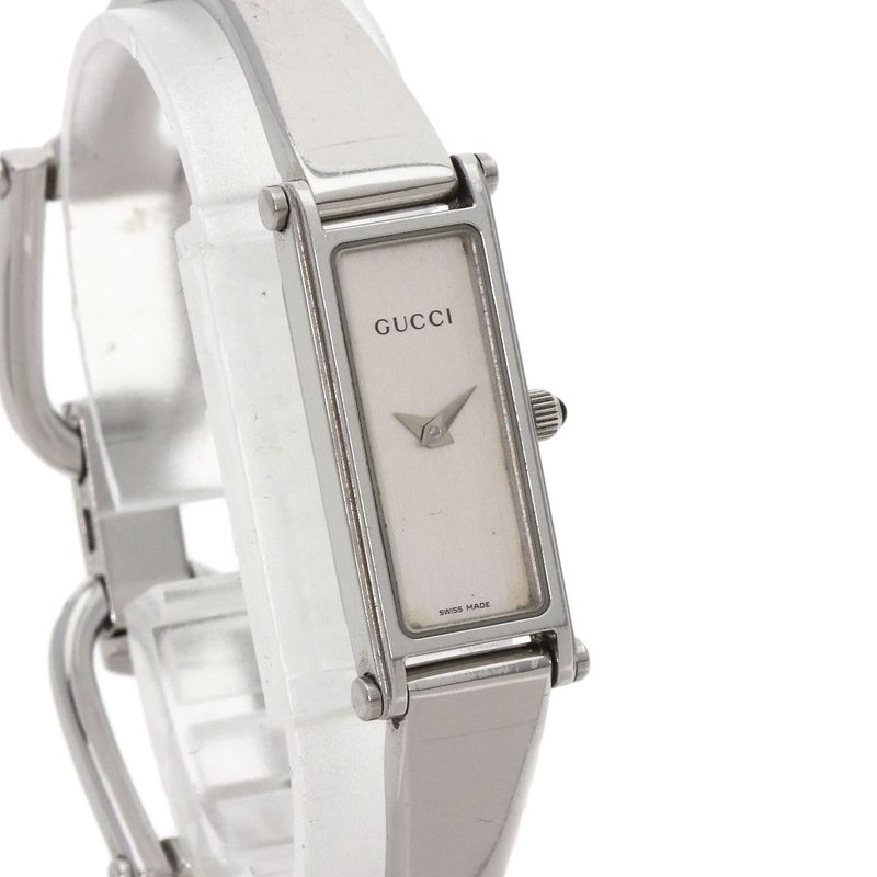 Gucci 1500l Square Face Bangle Watch SS Ladies