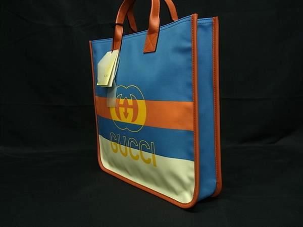 Gucci Nylon 550763 Interlocking G Handbag Tote Bag Ladies Light Blue Bm9739