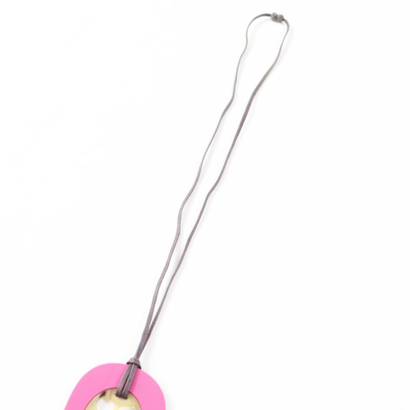 Hermes Lift GM Buffalo Horn Lacquer Leather Necklace/pendant Pink With Box And