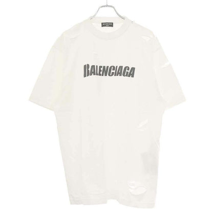 Balenciaga 21ss Logo Print Destroy Oversize T-Shirt 651795 Tkvb8 White XXS