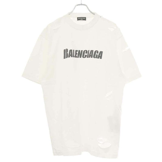 Balenciaga 21ss Logo Print Destroy Oversize T-Shirt 651795 Tkvb8 White XXS
