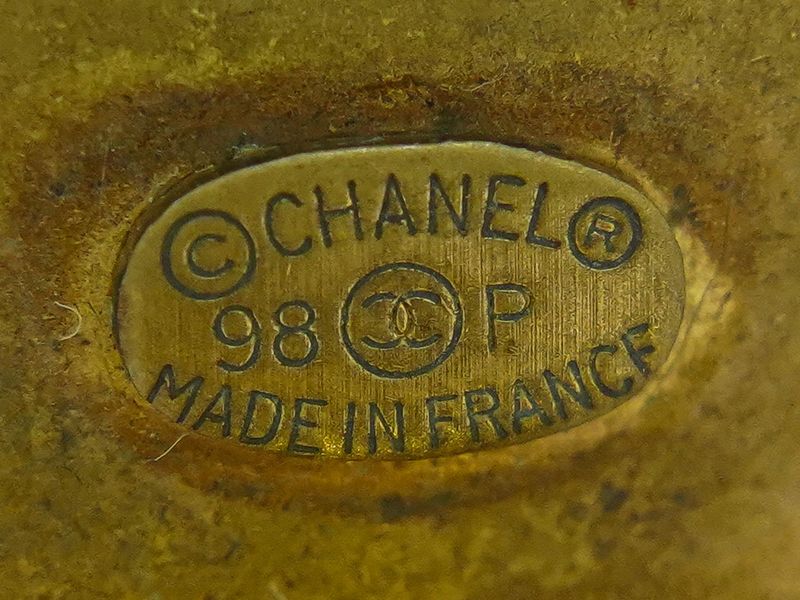 Authentic Chanel Coco Mark Multi-colored Stone Earrings GP Gold Plated Coco