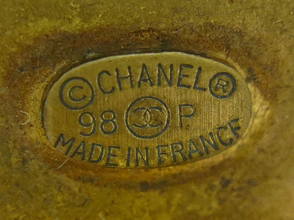 Authentic Chanel Coco Mark Multi-colored Stone Earrings GP Gold Plated Coco