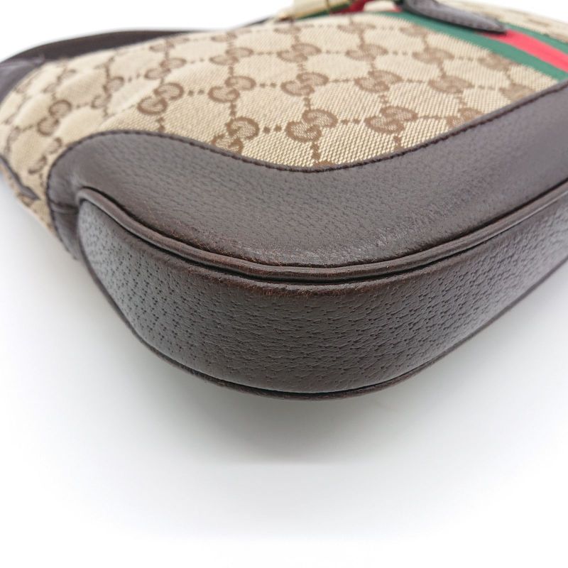 Gucci Hobo New Jackie Sherry Line GG Canvas Handbag Leather Beige Brown