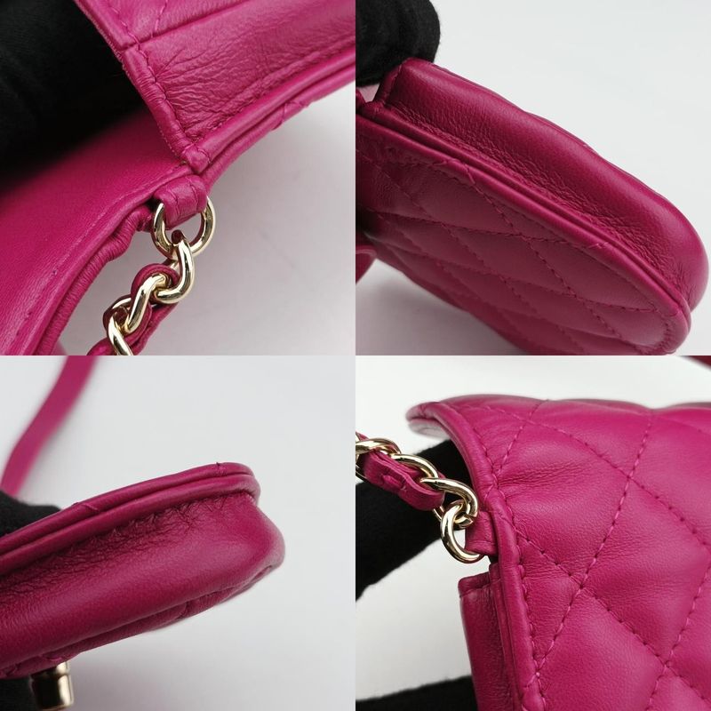 CHANEL  Matelasse Waist Coin Purse Purple Lambskin And Fabric Ap0743