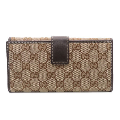 Gucci Long Wallet 245723 GG Canvas Leather Brown Beige Gold Hardware W Hook