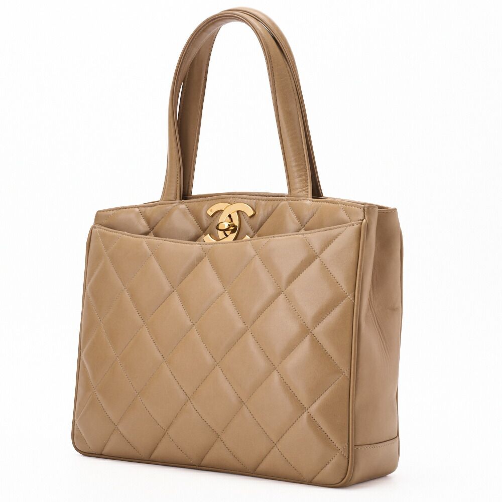 Chanel Matelasse Turnlock Decacoco Handbag In Lambskin Beige With Gold Hardware