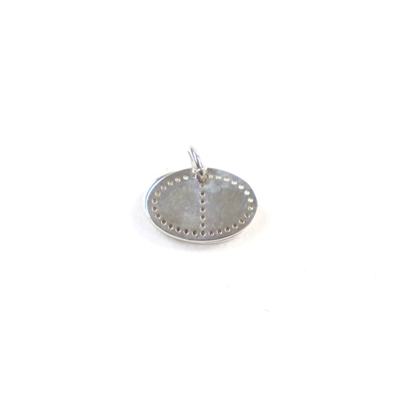 Hermes Eclipse Evelyn Ag925 H Logo Motif Perforated Oval Pendant Top Silver