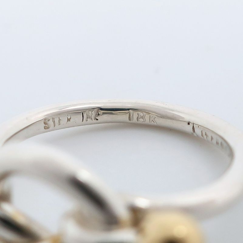 Tiffany & Co Love Knot 925 Silver And 18K Yellow Gold Size 8 Ladies' 2.9g Ring