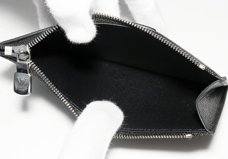 Louis Vuitton Fragment Case With Card Case Coin Case Taiga Noir Black Coin Card