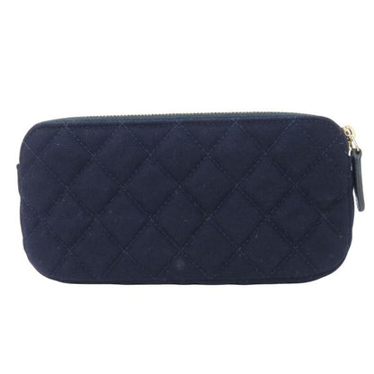 Chanel Shoulder Bag Marine Cotton Leather Navy Gold Hardware Crossbody Pochette