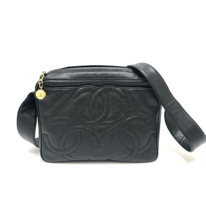 Chanel Shoulder Bag Triple Coco A04633 Caviar Skin Black