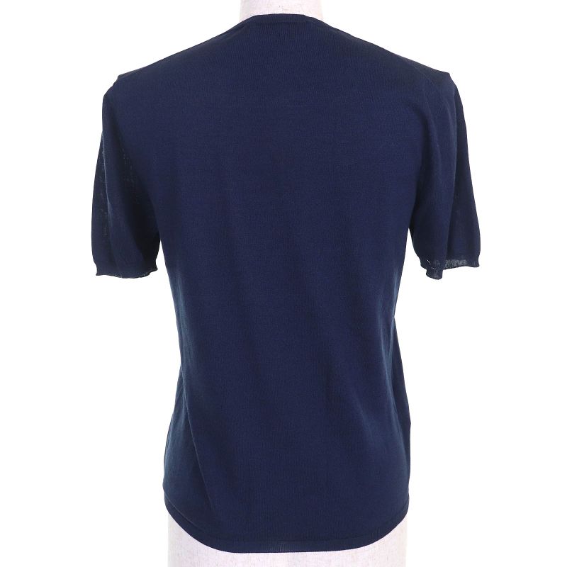 Prada 2023 P2401l Silk Cotton Logo Crew Neck Short Sleeve Knit Sweater Light