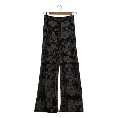 Bottega Veneta - Jacquard Knit Flared Easy Pants - Bordeaux White Black -