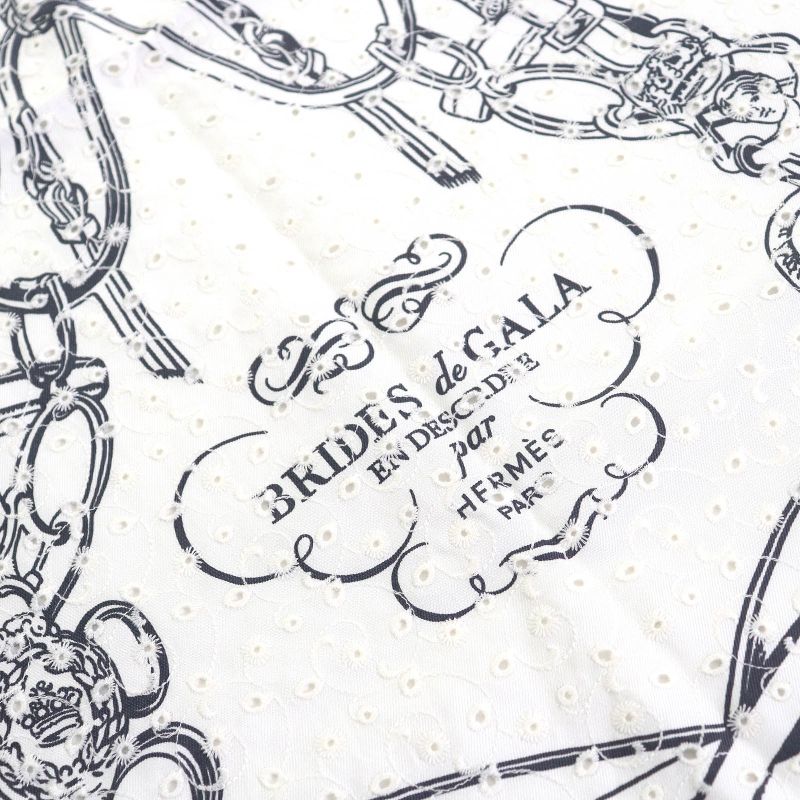 Hermes 983529s Brides De GALA Ceremonial Maitre D' 100% Silk Blanc/noir Carré