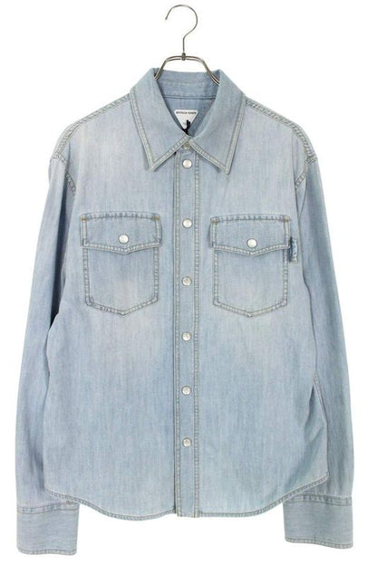 Bottega Veneta 771885 V3n60 Washed Western Denim Long Sleeve Shirt Men's 46