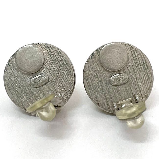 Chanel Earring Silver Pearl Style Coco Mark Excellent Condition Metal Used 98