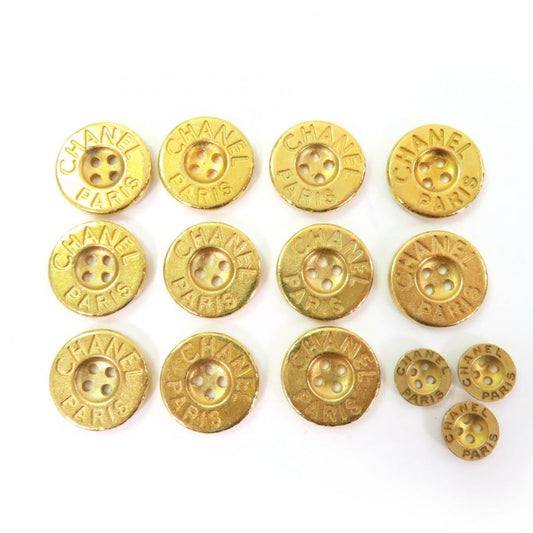 CHANEL Vintage Logo Button Metal Button Large And Small Set Of 14 Gold Ladies