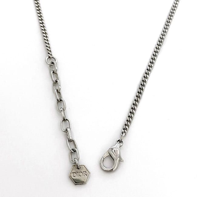 Christian Dior Long Necklace Silver Light Blue