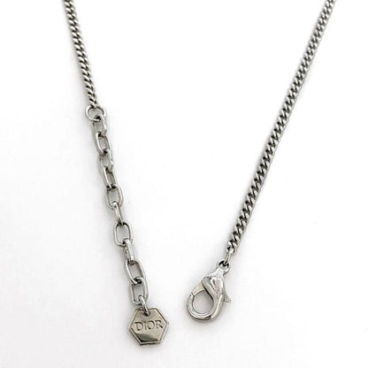 Christian Dior Long Necklace Silver Light Blue