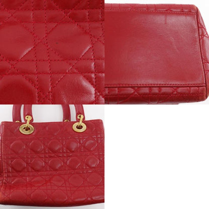 Christian Dior Lady Dior Cannage Calf Red Ladies Handbag