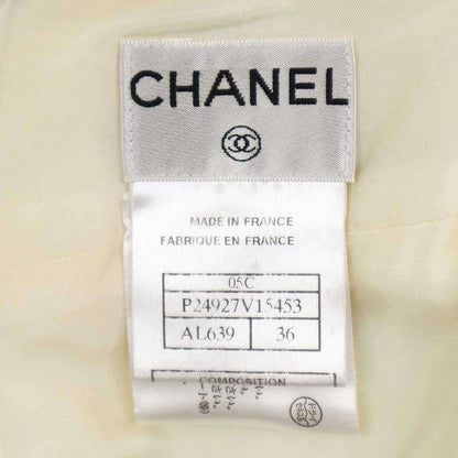 Chanel 2005c Cotton Viscose Tweed Tight Skirt P24927v15453 Ivory 36