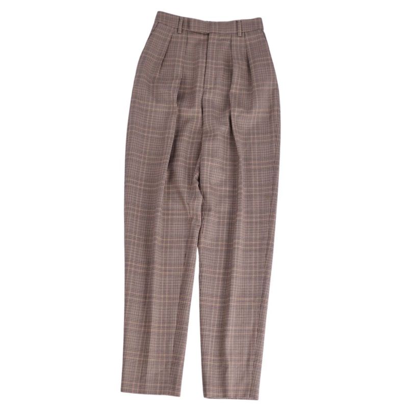 Celine Trousers Long Pants Slacks Staggered Plaid Wool
