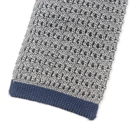 Hermes Cravate Tricot DE SOIE 100% Silk Etoupe/marine H Logo Embroidery Knit