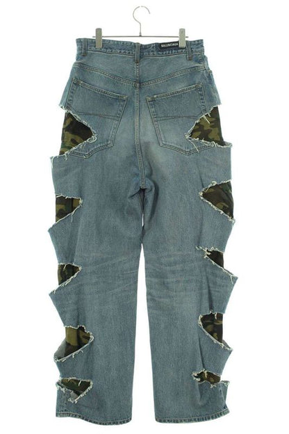 Balenciaga 21AW 662763 Tdw14 Camouflage Layered Crushed Denim Pants Men's S