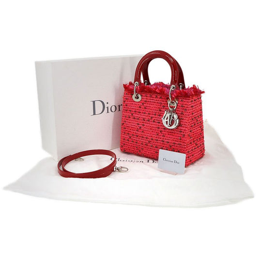 Christian Dior Chiristian Dior Lady Dior Medium 2way Hand Shoulder Bag Enamel