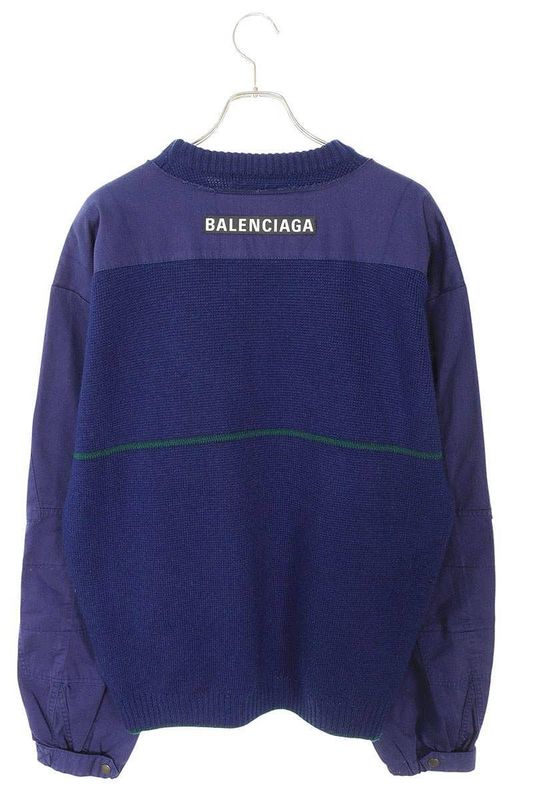 Balenciaga 534454 T1490 Logo Patch Nylon Paneled Knit Men's L