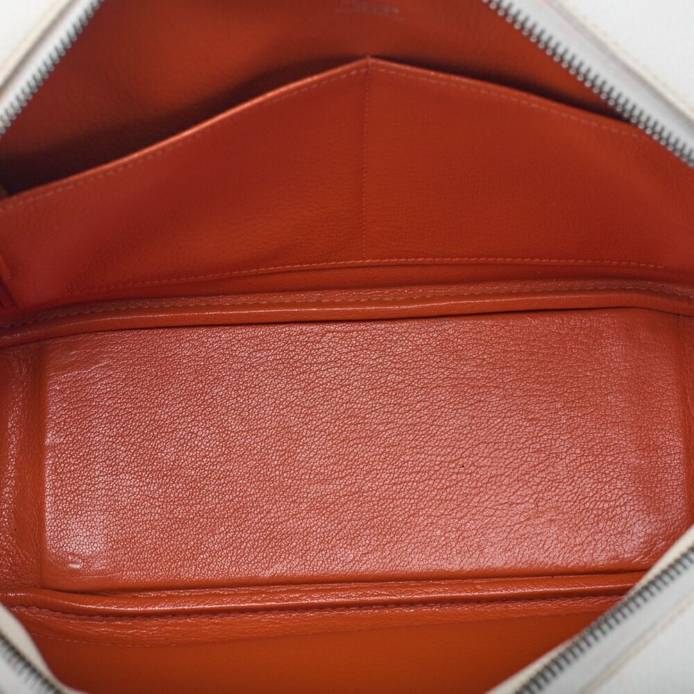 Hermes Brum 28 Tote Bag Epson White And Orange Silver Hardware Women's Bag