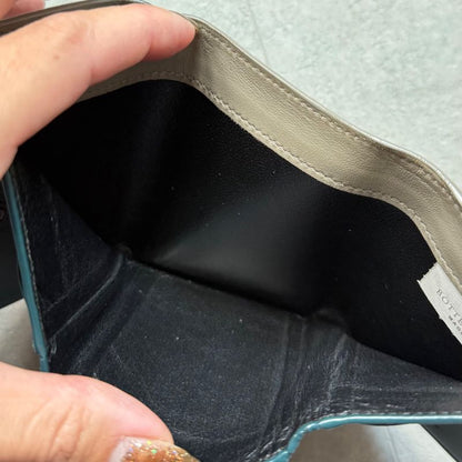 Bottega Veneta Trifold Wallet Intrecciato Leather Gray Men Women Unisex Compact