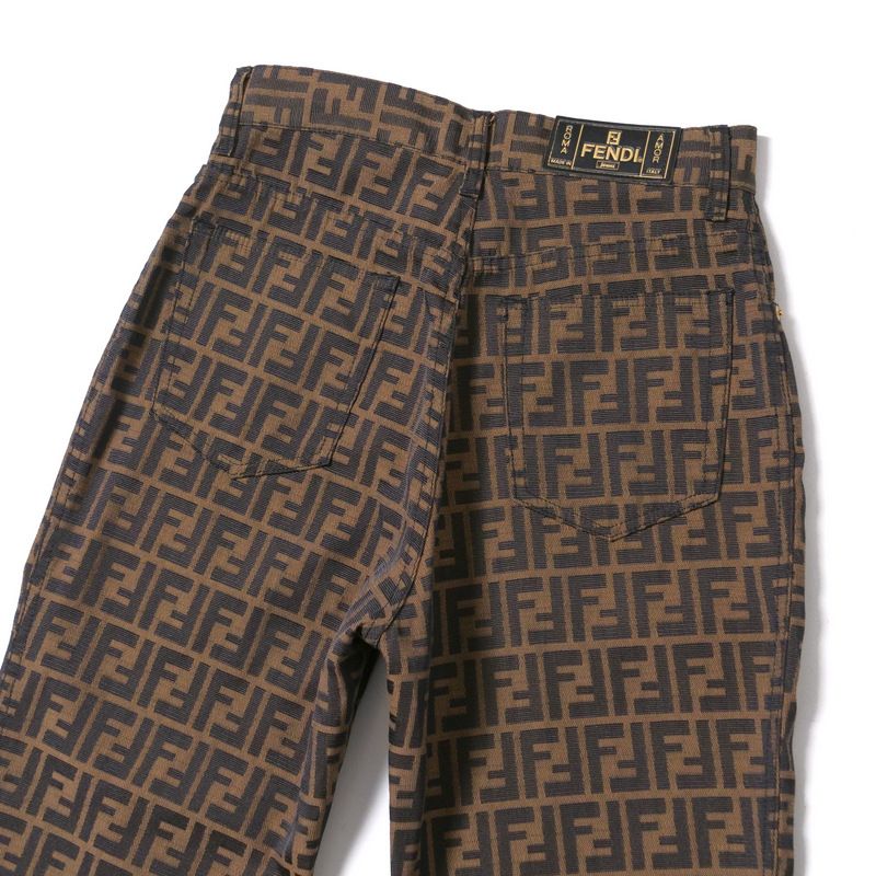Fendi Vintage Pants Size 29" Tapered Double F FF Zucca Pattern Jacquard Made In