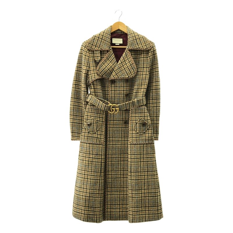 Gucci - Wool Tweed GG Marmont Belted Coat - Fully Lined - Brown - Women's