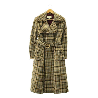 Gucci - Wool Tweed GG Marmont Belted Coat - Fully Lined - Brown - Women's